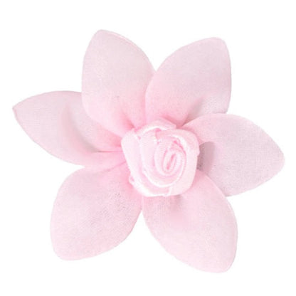 Petal flower dog bow with velcro, pink, close up