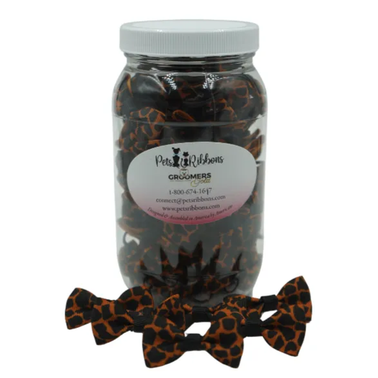 Leopard 1.5-Inch Dog & Cat Grooming Bows Jar