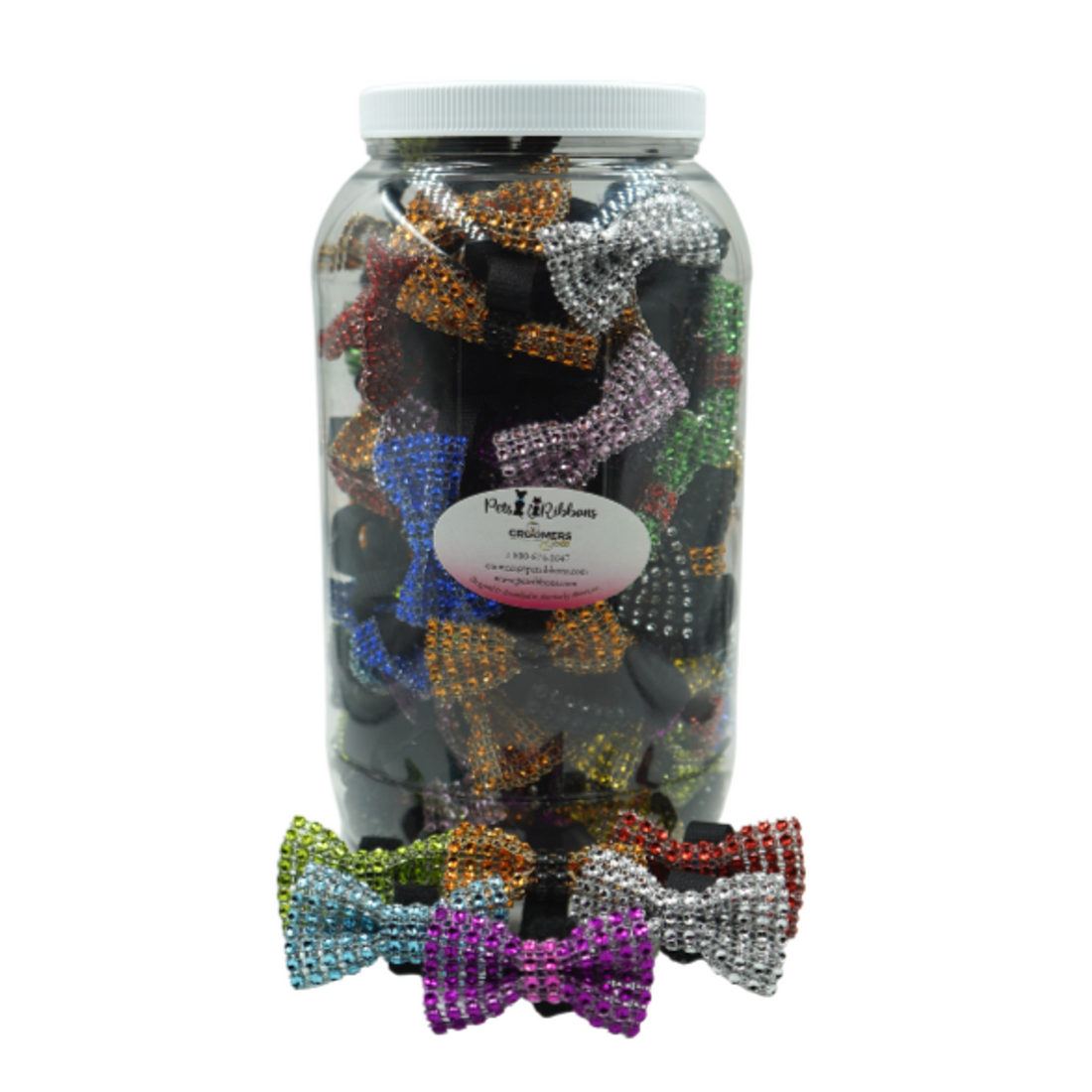 Bling 2-Inch Dog & Cat Bows on Velcro Fastener Jar