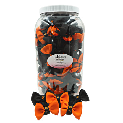 Halloween pumpkin trim velcro pet bows in a jar, view 8