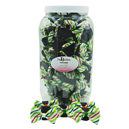 Christmas Candy Stripe Velcro Dog Bows in a Jar, 2 Inch