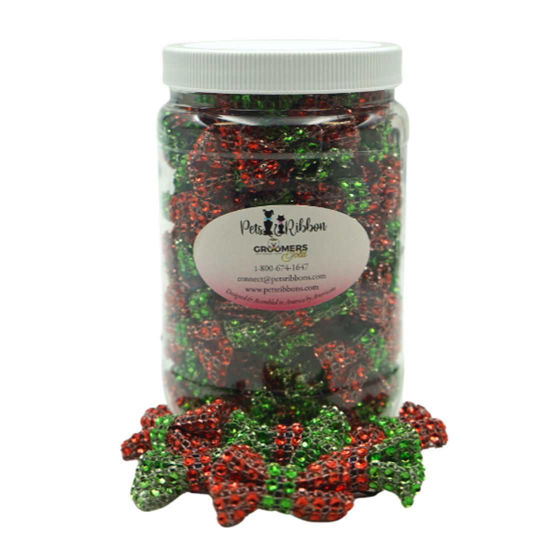 Christmas Bling Dog and Cat Bows in a Jar, 2 Inch