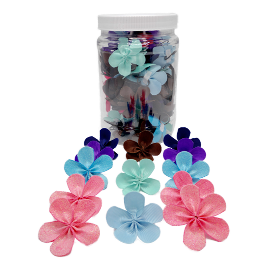 Assorted Small Flower Dog and Cat Bows in a Jar, 1.5 In