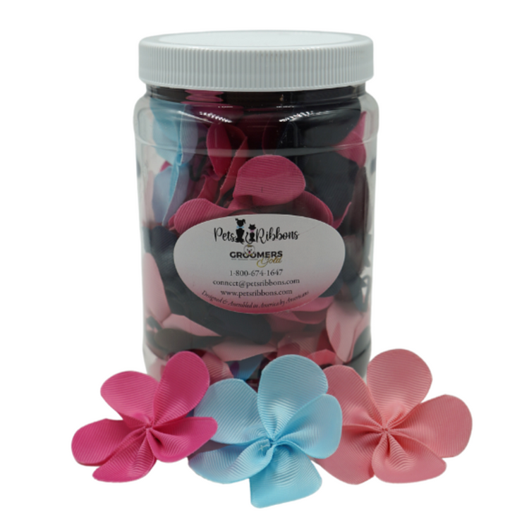 Assorted Large Flower Dog and Cat Bows in a Jar