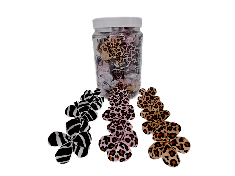 Animal Print Medium Flower Dog and Cat Bows in a Jar