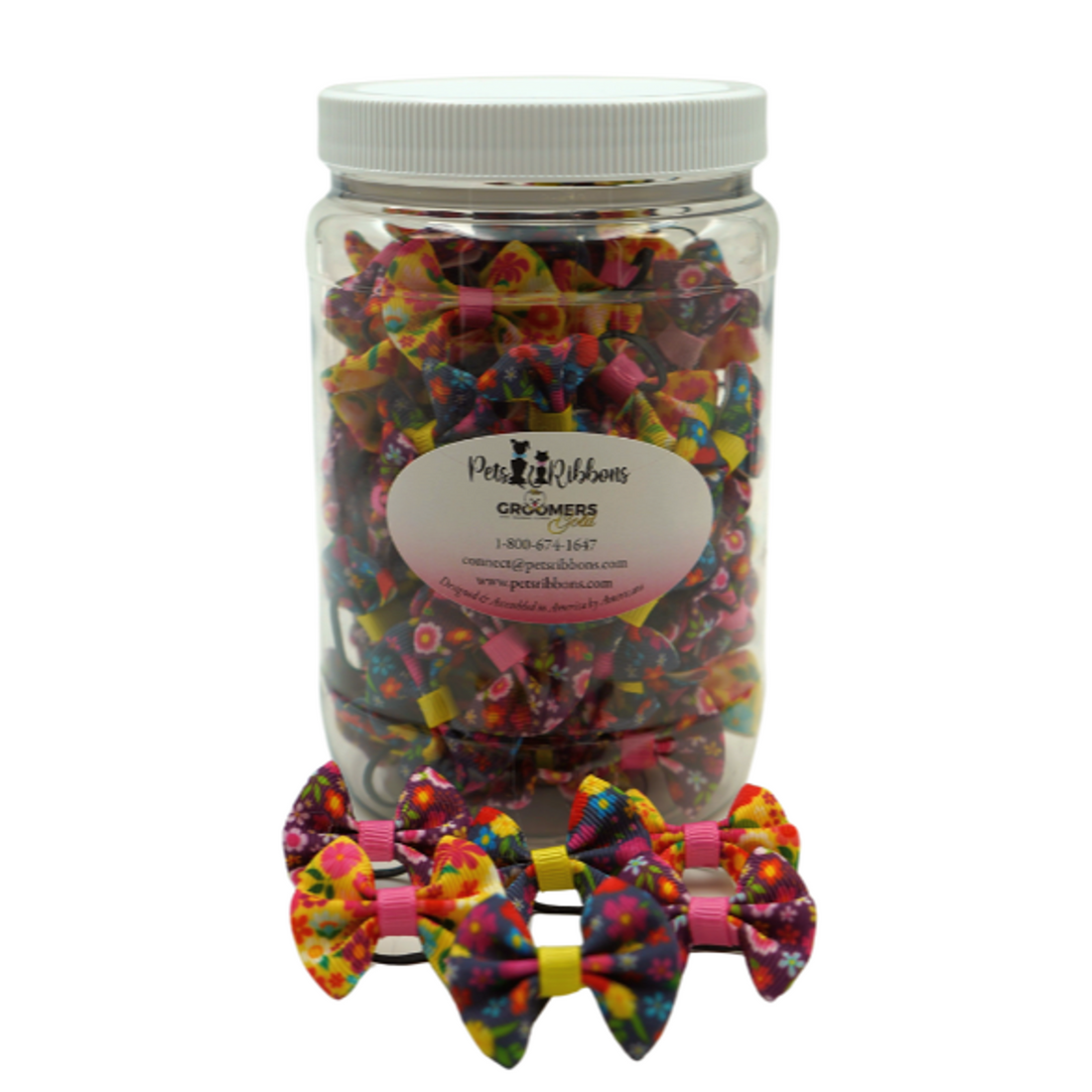 Assorted Hippie Dog and Cat Bows in a Jar, 1.5 Inch