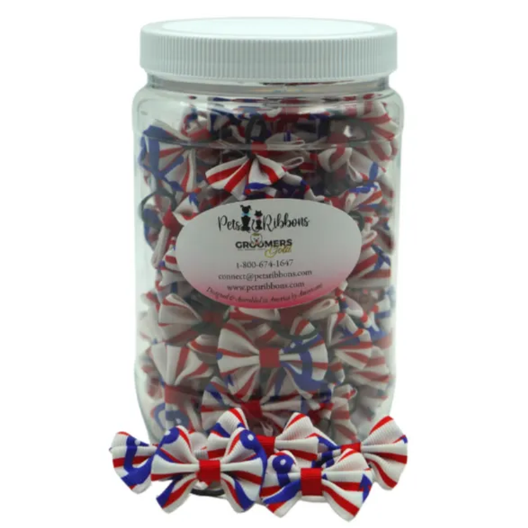 Nautical Dog & Cat Grooming Bows Jar
