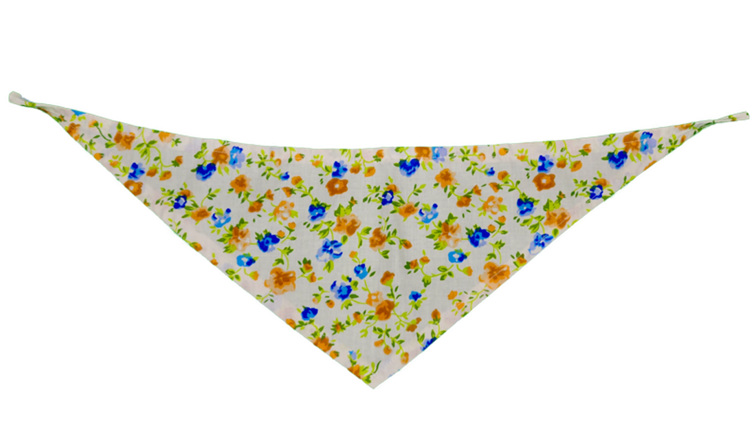 Yellow rose cotton pet bandana, fabric detail