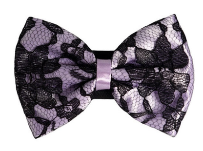 Pets Ribbons Satin Dog Bow with Black Lace Overlay
