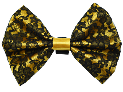 Pets Ribbons Satin Dog Bow with Black Lace Overlay