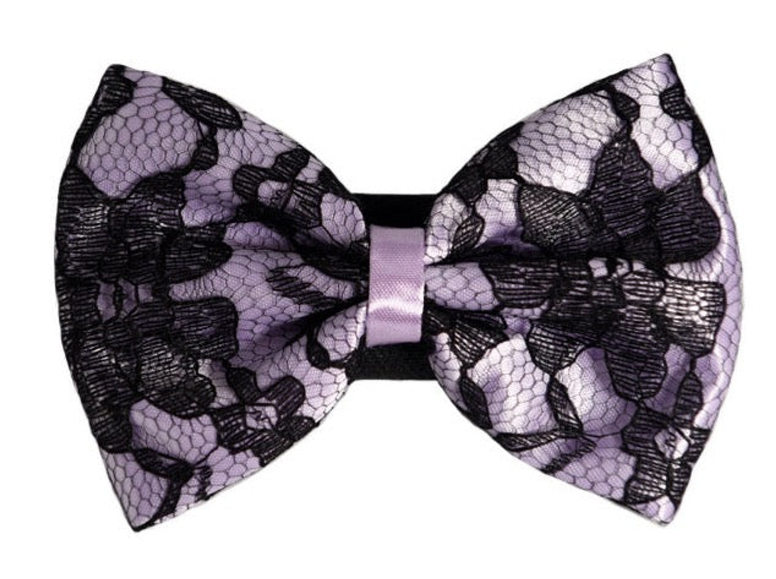 Pets Ribbons Satin Dog Bow with Black Lace Overlay