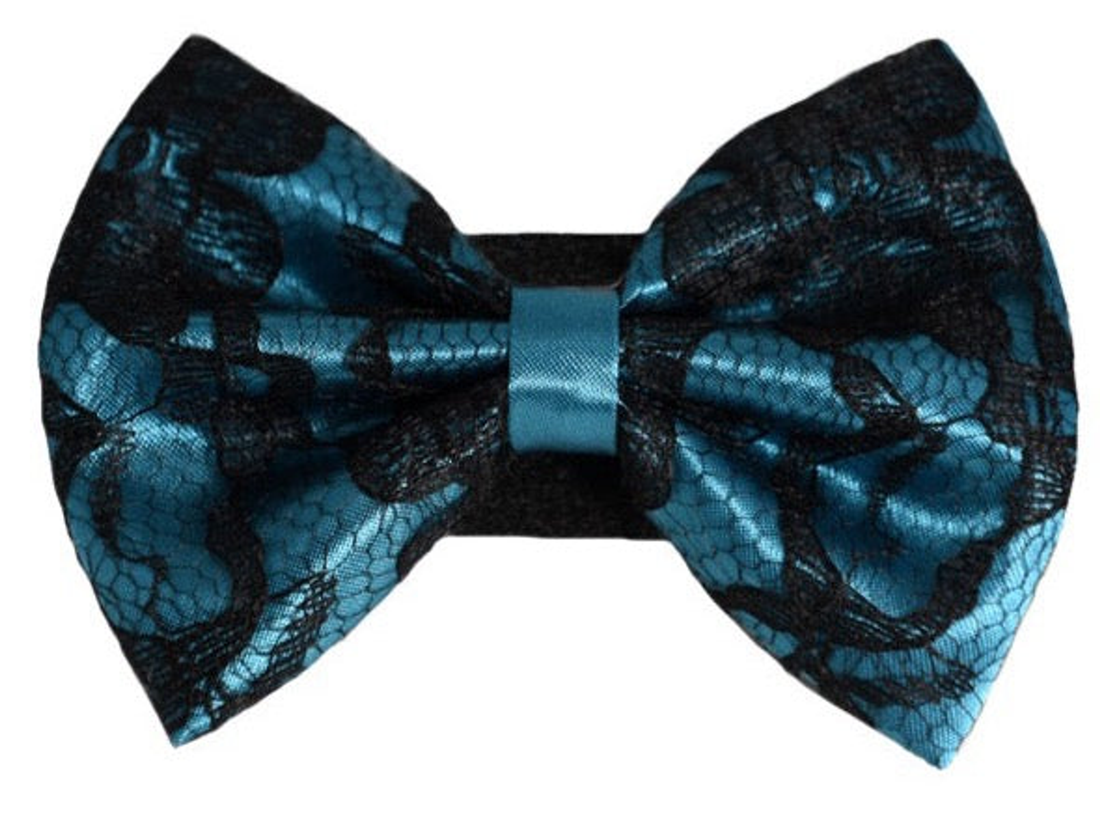 Pets Ribbons Satin Dog Bow with Black Lace Overlay