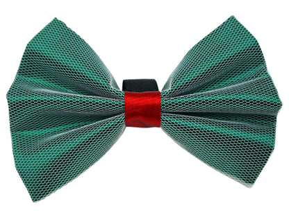 Satin Christmas bow with white net overlay, view 7