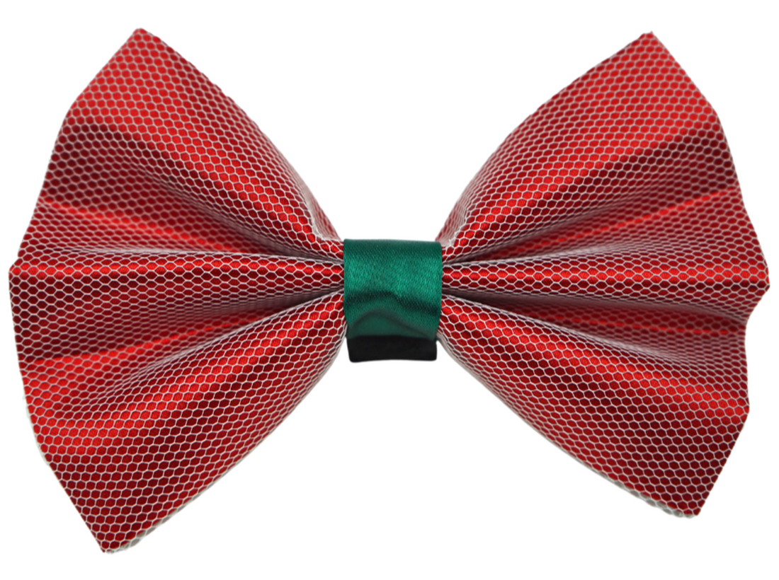 Pets Ribbons Christmas Satin Dog Bow with Net Overlay