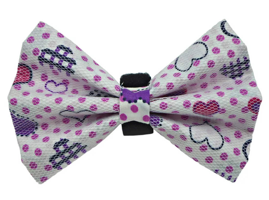 Pets Ribbons Heart Cotton Dog Bow with Net