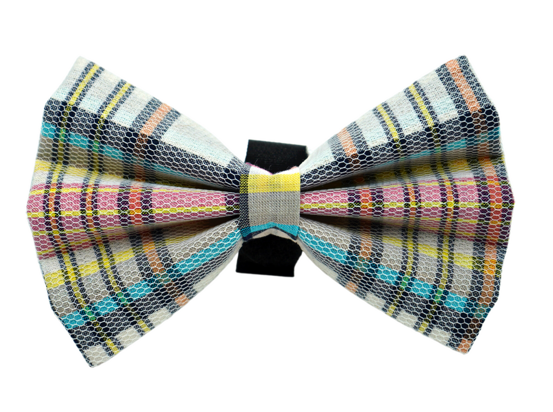 Pets Ribbons Cotton Check Dog Bow with White Net