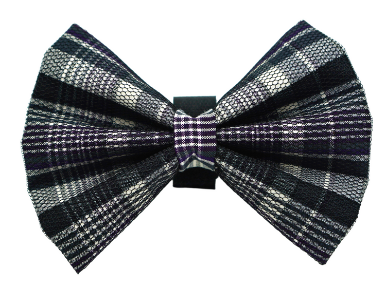 Pets Ribbons Cotton Check Dog Bow with Black Net