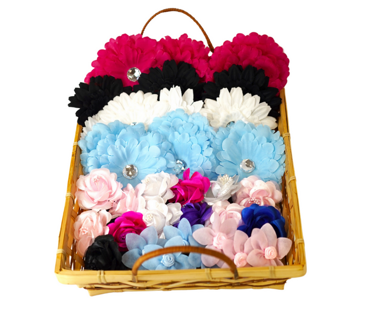 Pets Ribbons Assorted Bow Flower Basket, 40 Pieces