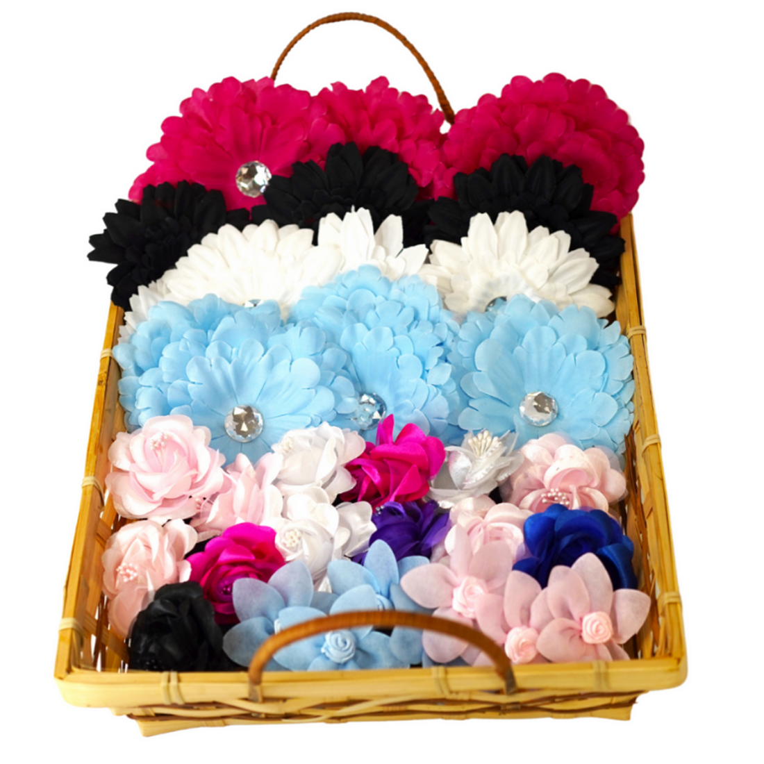 Pets Ribbons 40 Assorted Dog & Cat Bow Flower Basket