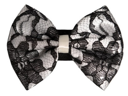 Pets Ribbons Satin Dog Bow with Black Lace Overlay