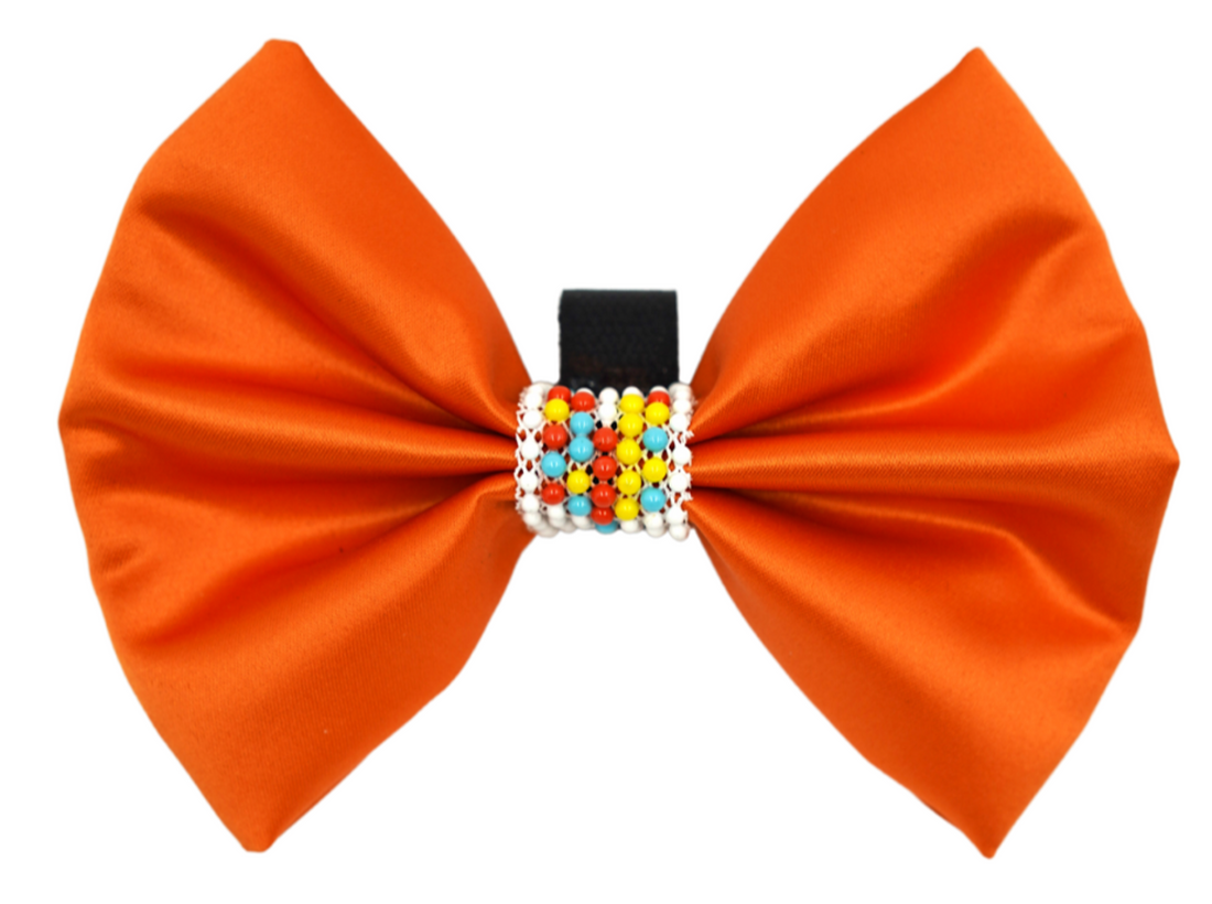 Pets Ribbons Beaded Africa Satin Dog Bow