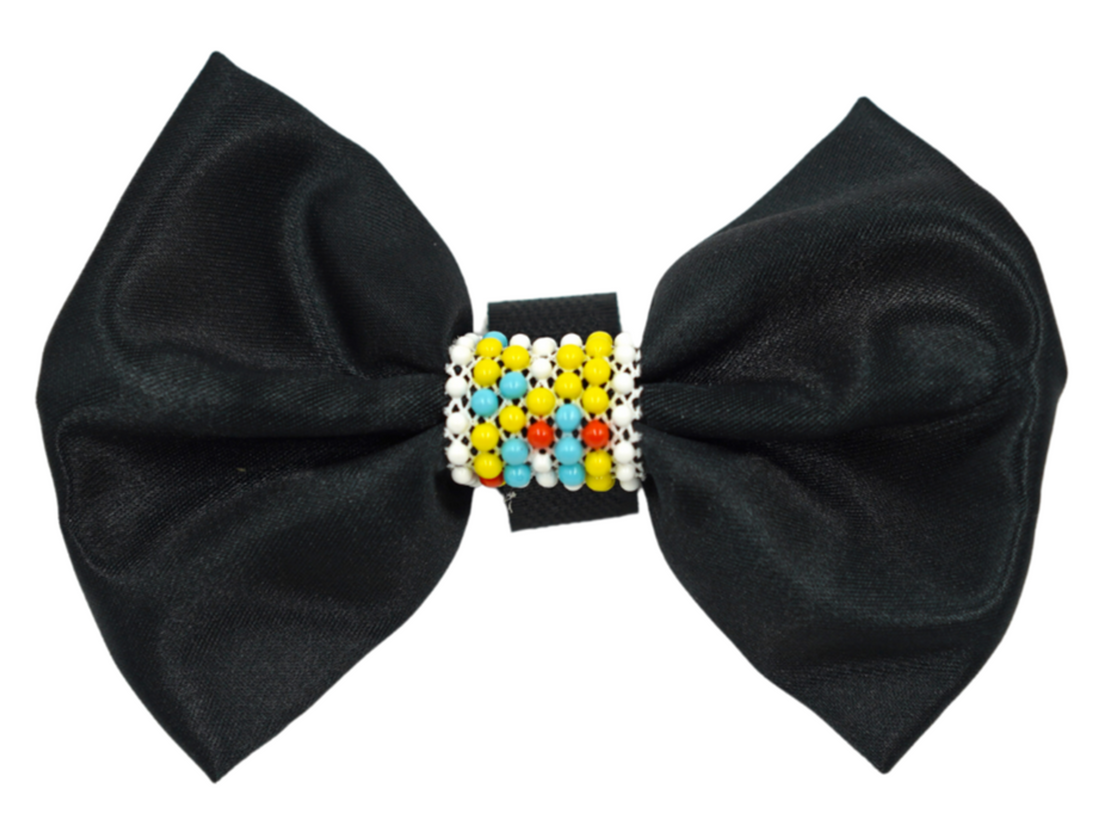 Pets Ribbons Beaded Africa Satin Dog Bow