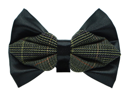 Tuxedo double vintage pet bow tie, worn by pet
