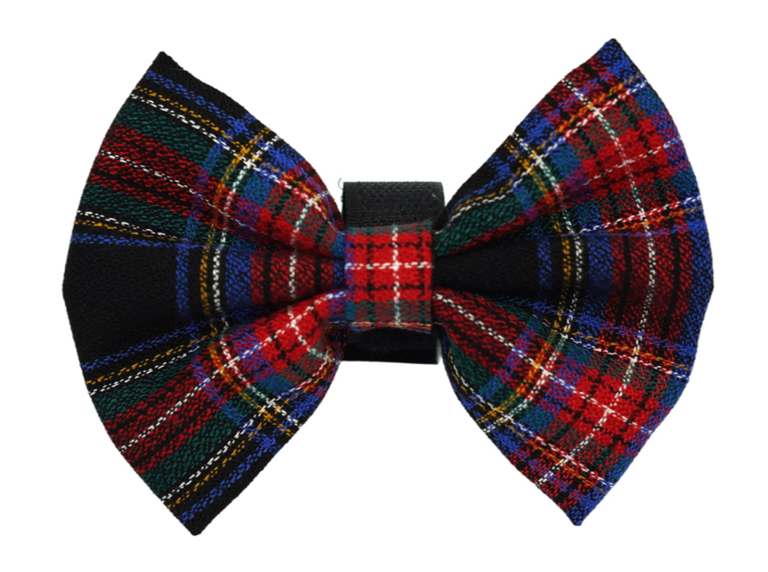 Vintage plaid pet bow tie, large size