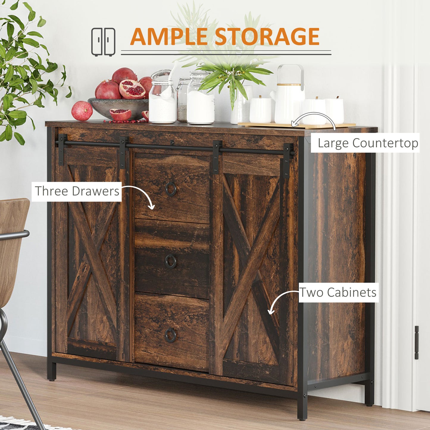 Buffet Sideboard Cabinet With Barn Doors