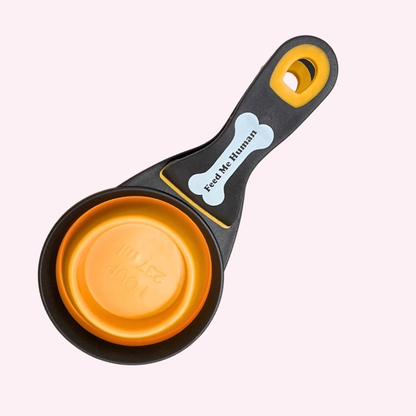 "Feed Me Human" Collapsible Dog Food Scoop - Orange