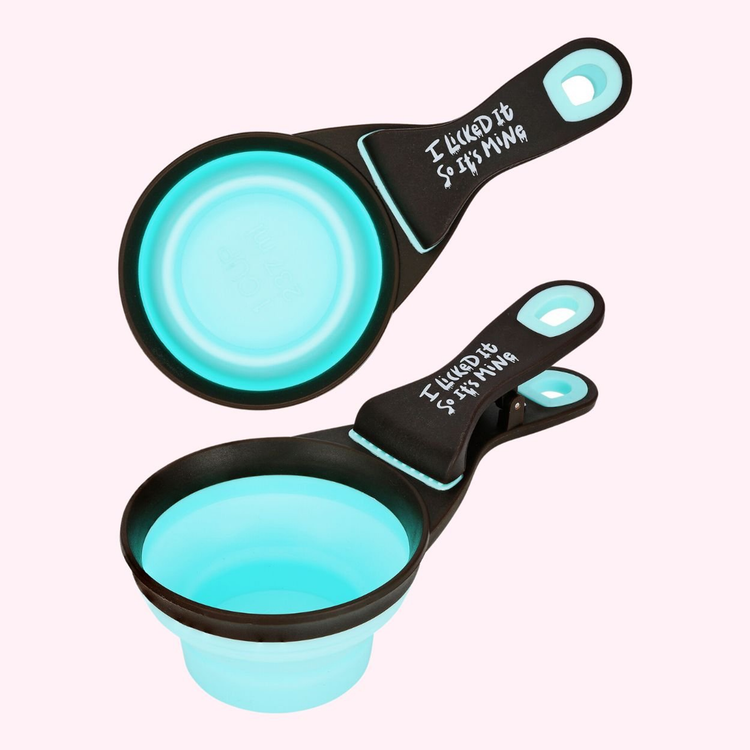 "I Licked It So It's Mine" Collapsible Dog Food Scoop - Aqua