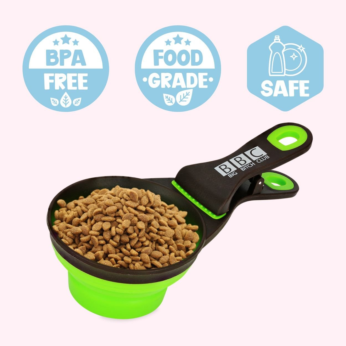 "BBC: Big Bitch Club" Collapsible Dog Food Scoop - Green