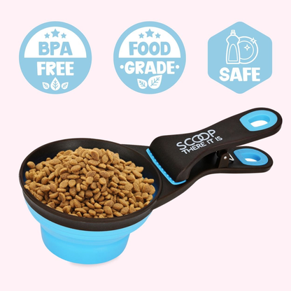 "Scoop There It Is!" Collapsible Dog Food Scoop - Blue