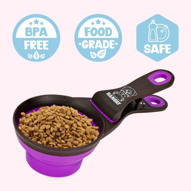 "Hangry" Collapsible Dog Food Scoop - Purple