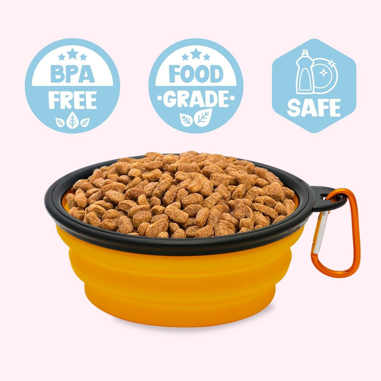 "Bad Motha Fluffa" Collapsible Dog Bowl - Orange