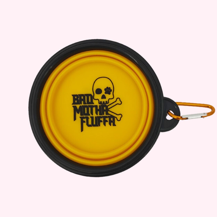 "Bad Motha Fluffa" Collapsible Dog Bowl - Orange