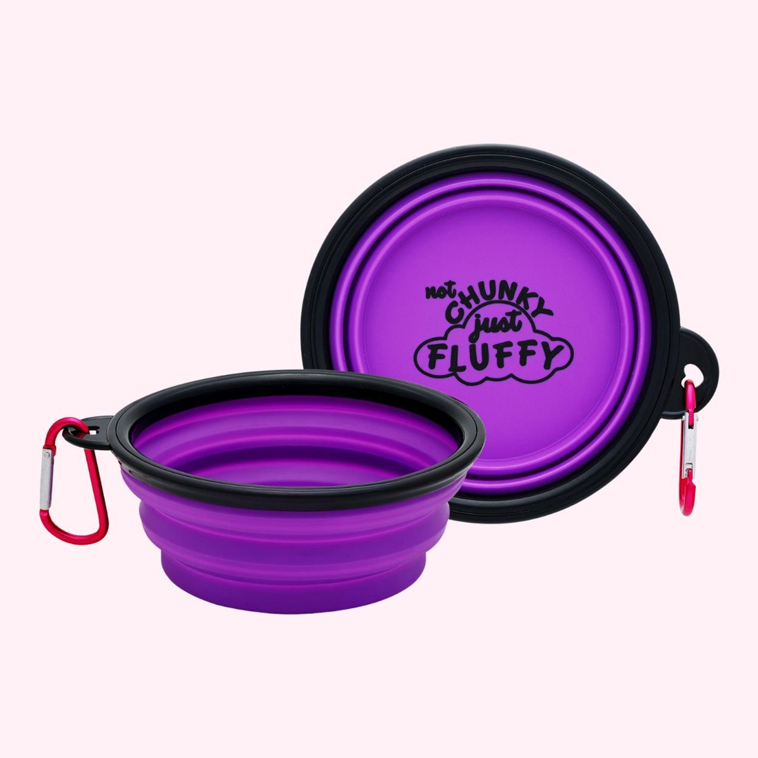 "Not Chunky Just Fluffy" Collapsible Dog Bowl - Purple