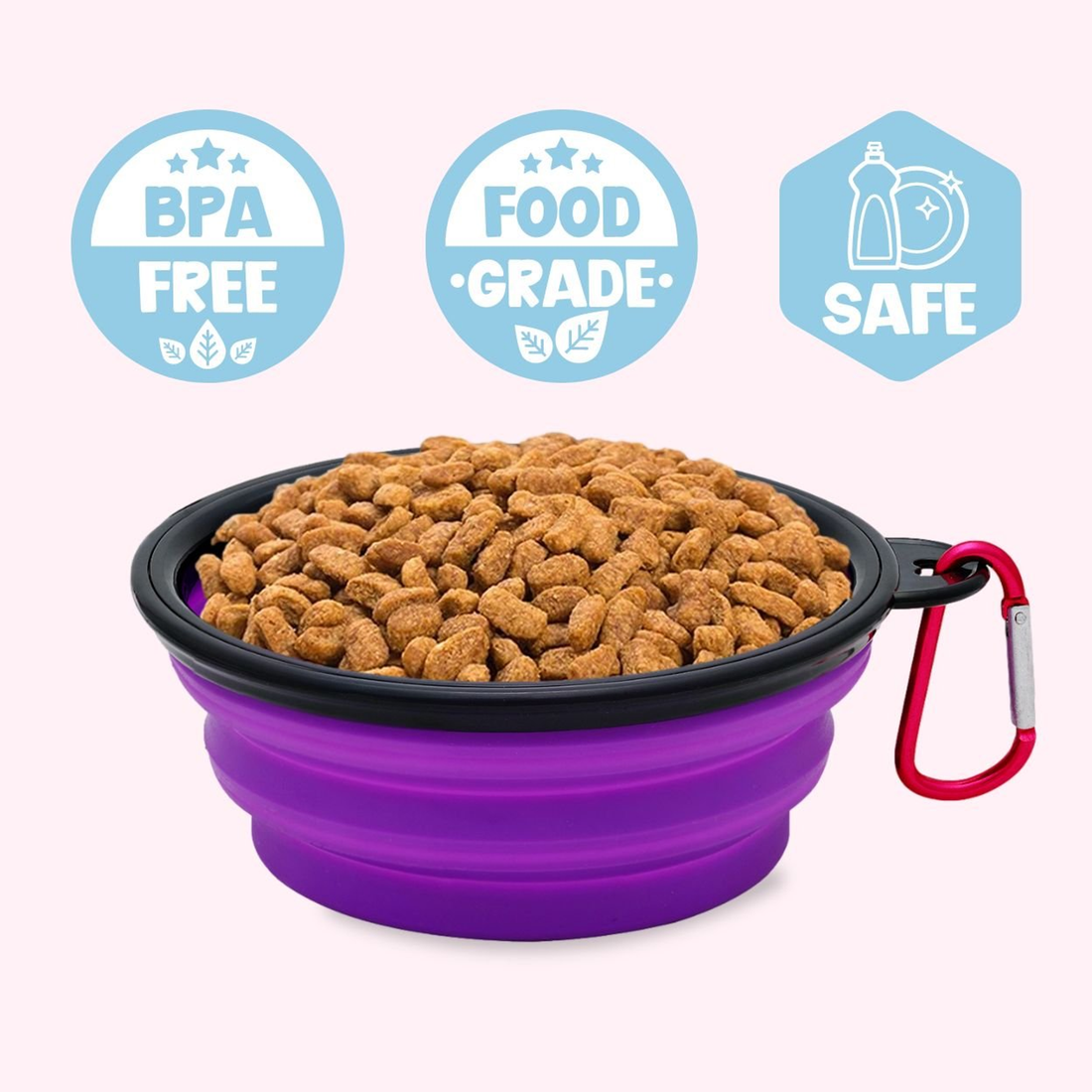 "Not Chunky Just Fluffy" Collapsible Dog Bowl - Purple