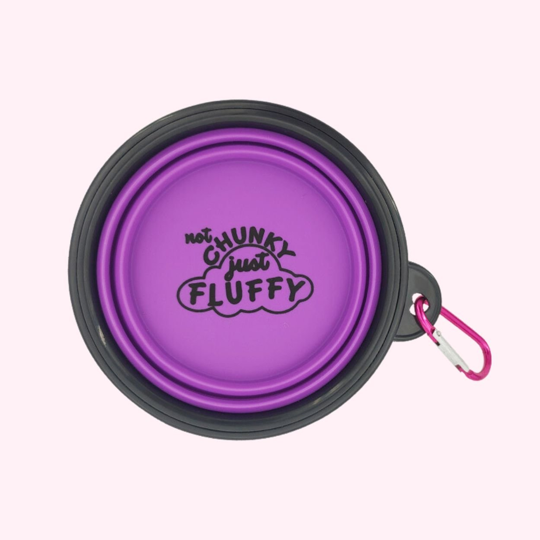 "Not Chunky Just Fluffy" Collapsible Dog Bowl - Purple
