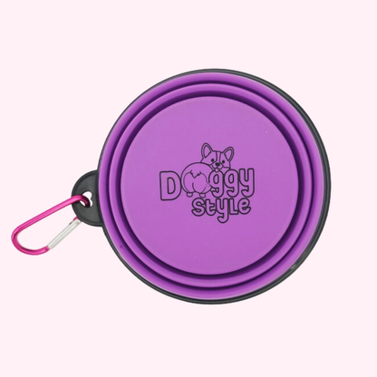 "Not Chunky Just Fluffy" Collapsible Dog Bowl - Purple