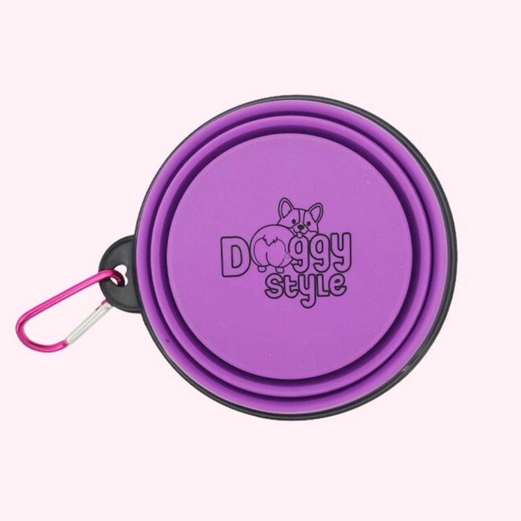 "Not Chunky Just Fluffy" Collapsible Dog Bowl - Purple