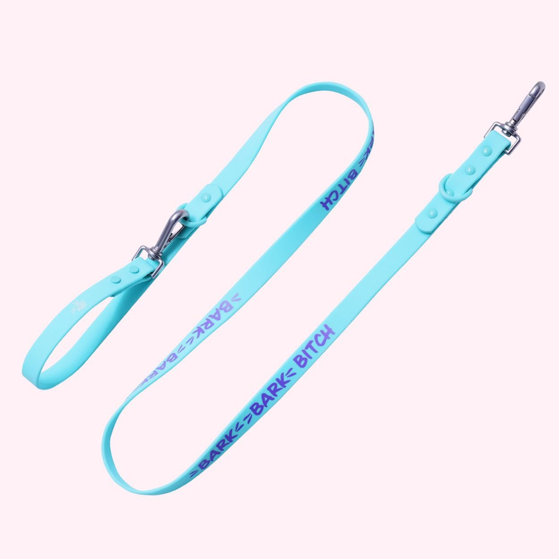"Bark Bark Bitch" Aqua Silicone Dog Leash