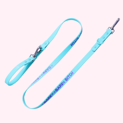 "Bark Bark Bitch" Aqua Silicone Dog Leash