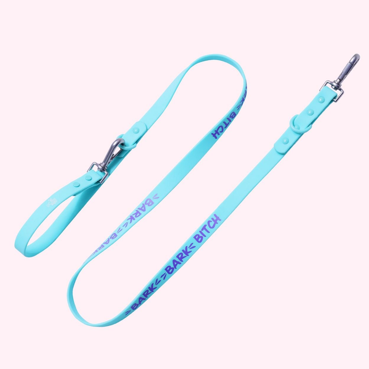 "Bark Bark Bitch" Aqua Silicone Dog Leash