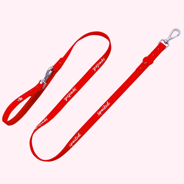 "Spoiled" Red Silicone Dog Leash