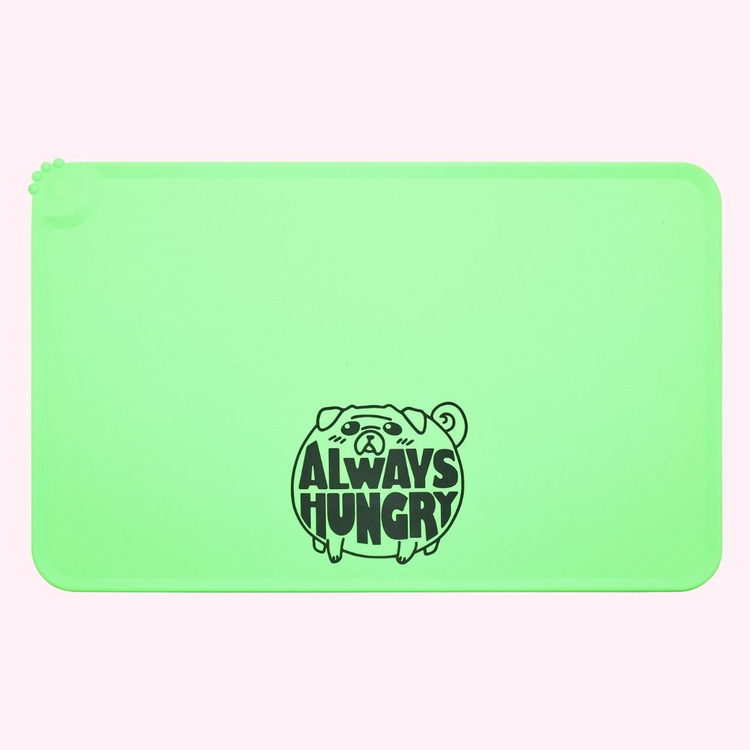 "Always Hungry" Green Silicone Dog Feeding Mat
