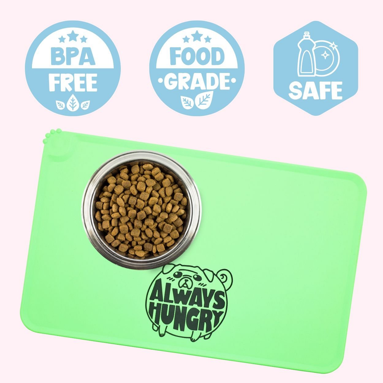 "Always Hungry" Green Silicone Dog Feeding Mat
