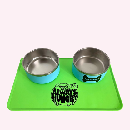"Always Hungry" Green Silicone Dog Feeding Mat