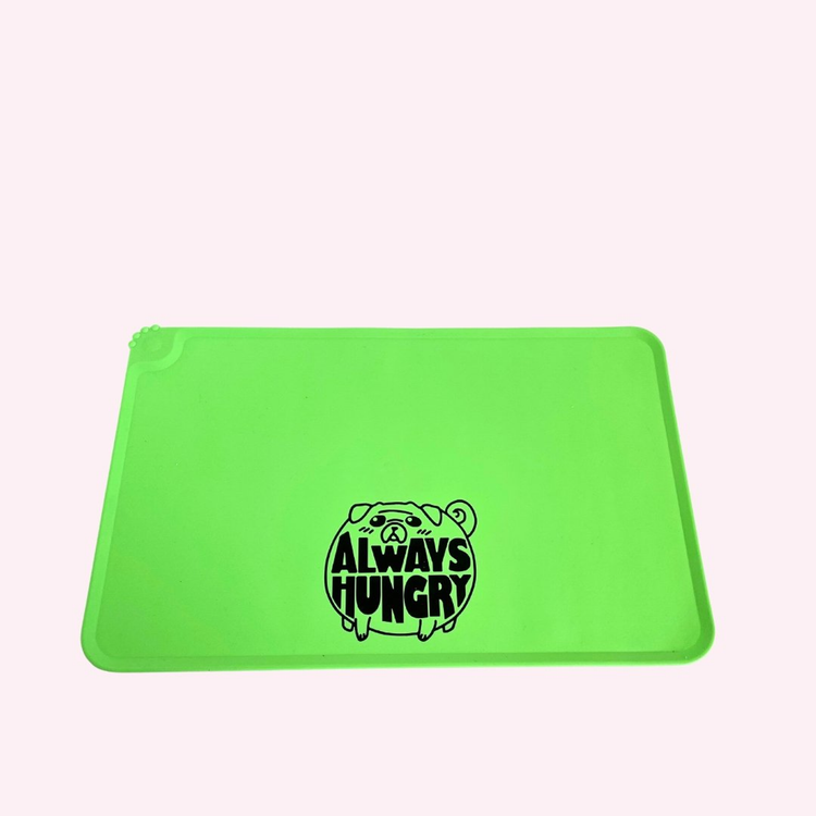"Always Hungry" Green Silicone Dog Feeding Mat