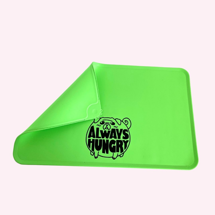 "Always Hungry" Green Silicone Dog Feeding Mat